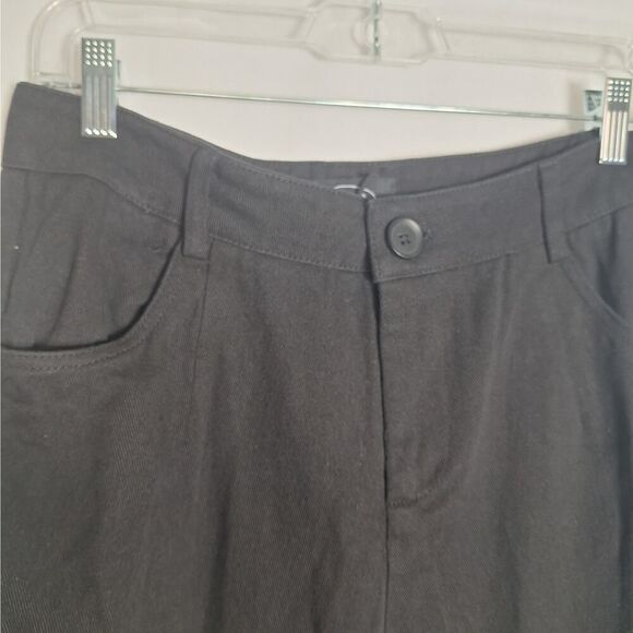 Cider Womens Cut Off Buckle Strap Jeans Black Punk Rock Metal Party Sexy Large - Picture 4 of 11